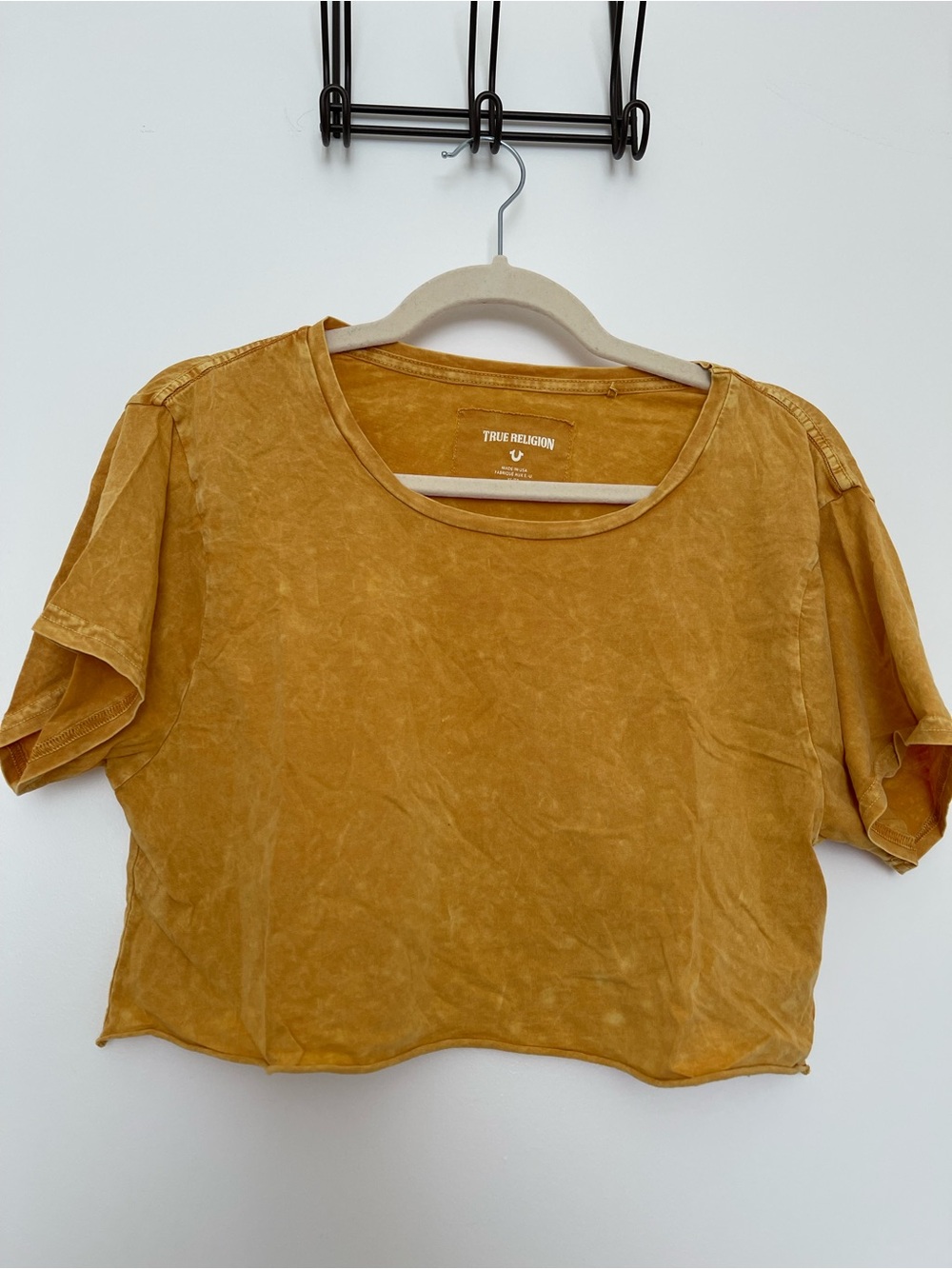 True Religion Women's Mustard Cropped Tee, Size XS